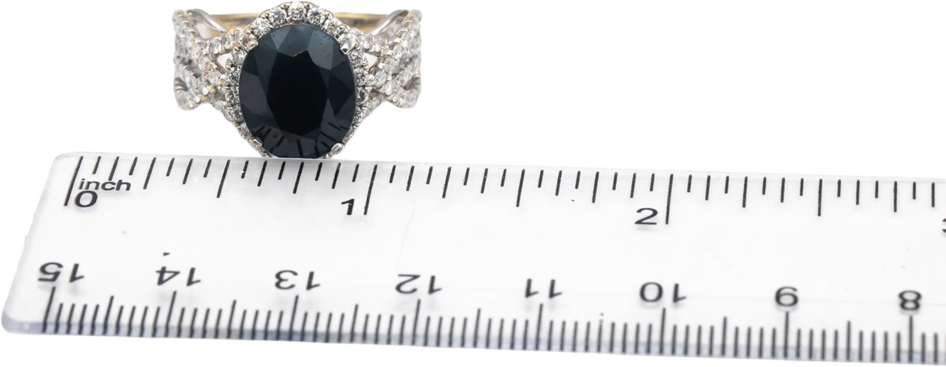 18k White & Yellow Gold VS Diamond & Sapphire Cocktail Ring 6.0CTW Size 7.25