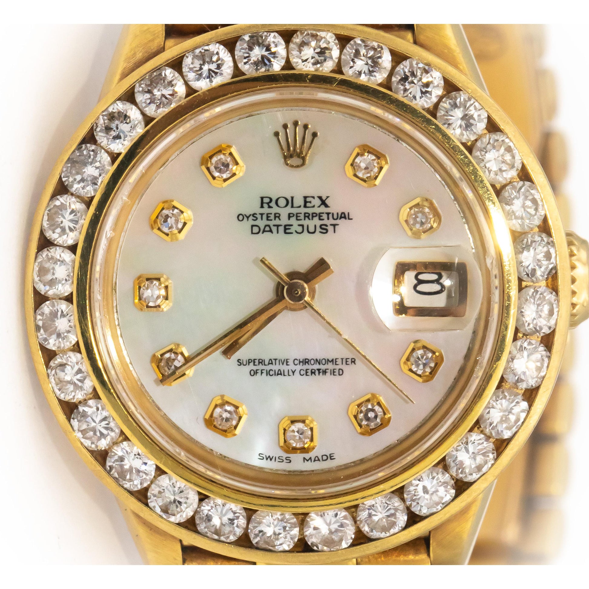 ROLEX 18k Yellow Gold 69178 Datejust Diamond & MoP Dial Automatic Watch 2.50CT