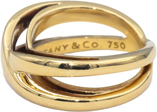 TIFFANY & CO. 18k Yellow Gold Infinity Double Cross Ring Size 5