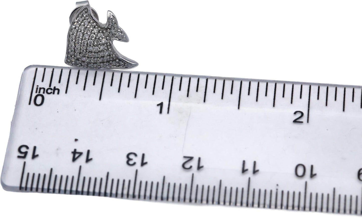 18k White Gold Round Diamond Cluster Tropical Angel Fish Stud Earrings 0.40CTW