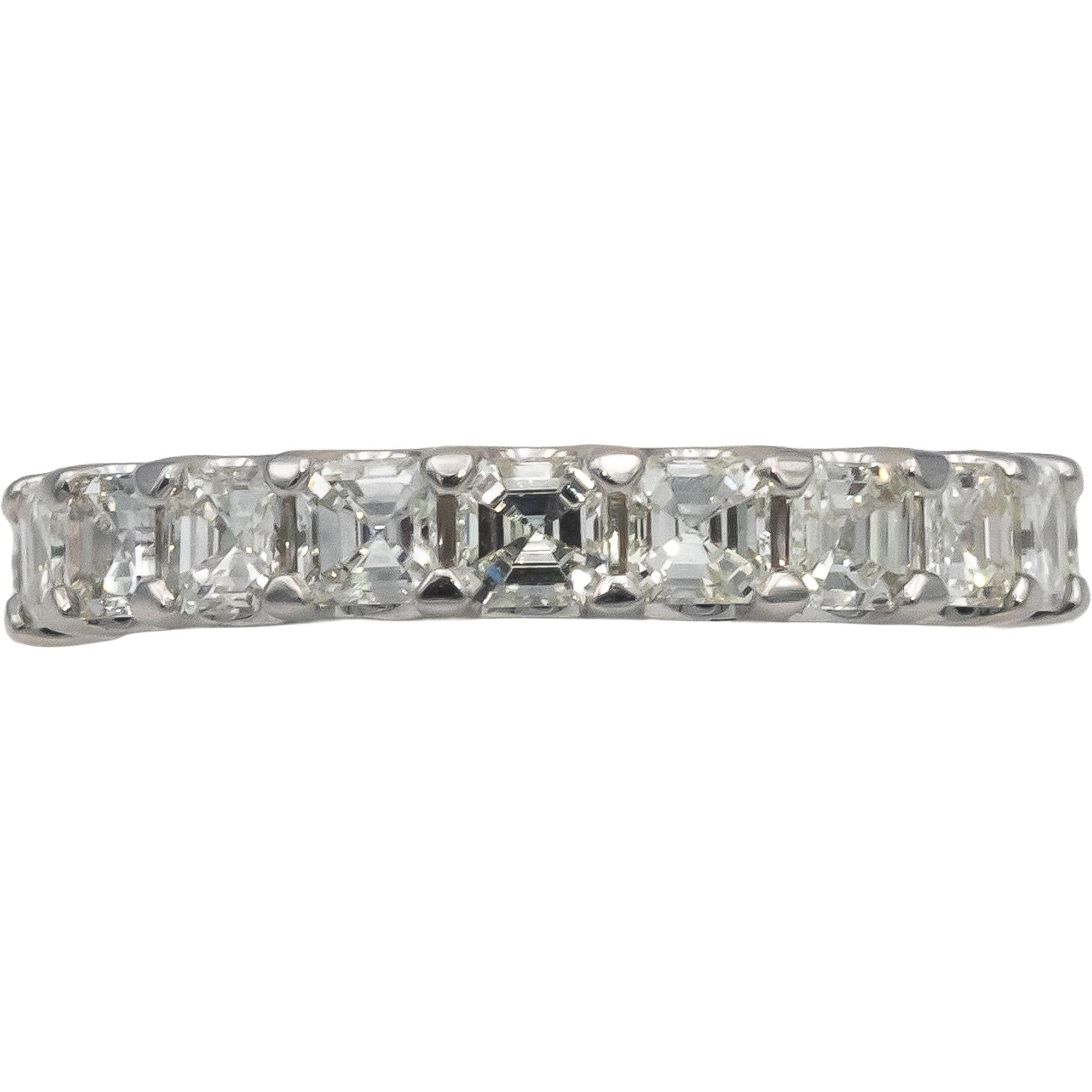 18k White Gold VS Asscher Cut Diamond Eternity Band Ring 3.0CT Size 6