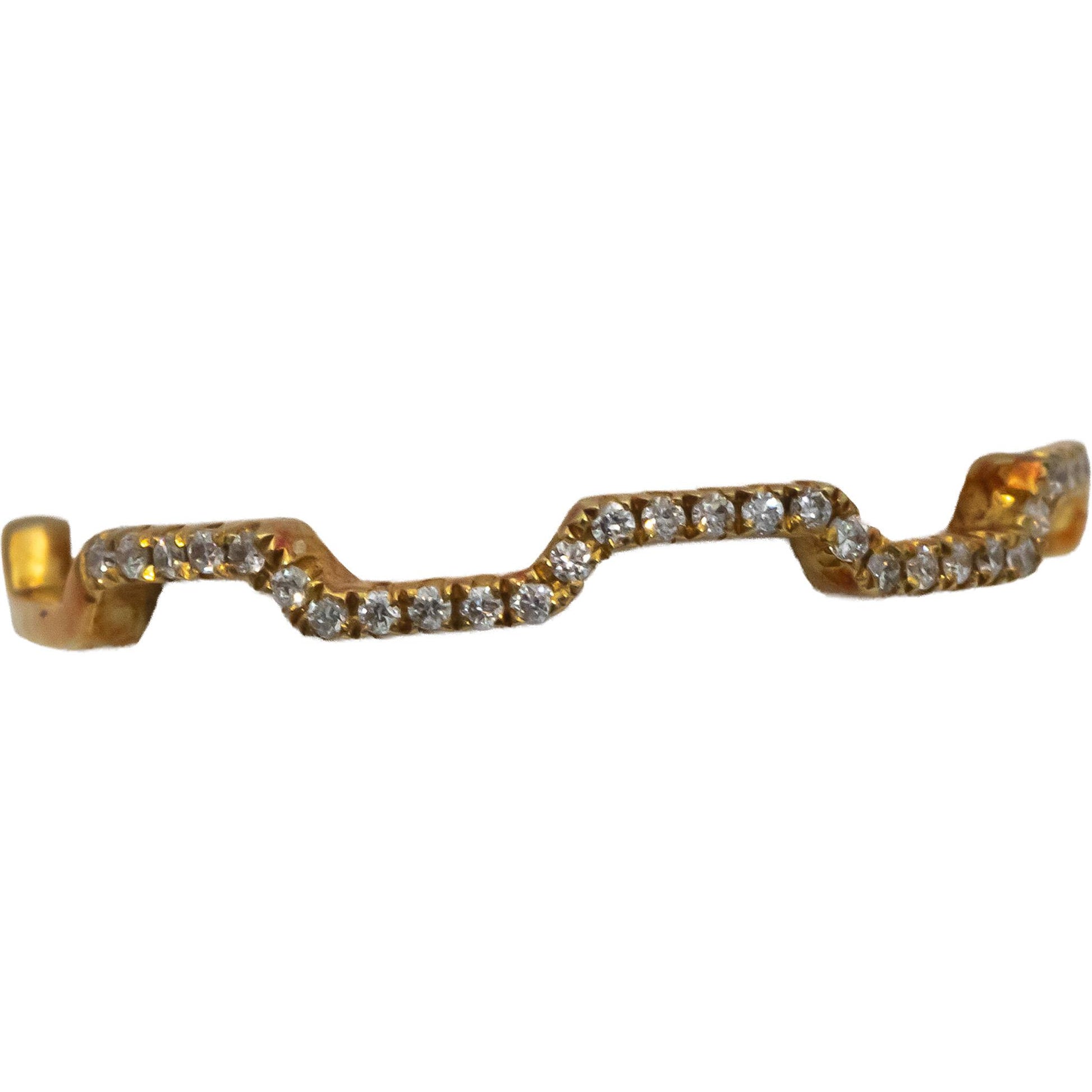 18k Yellow Gold Round Diamond Zig Zag Stackable Band Ring 0.06CT Size 7