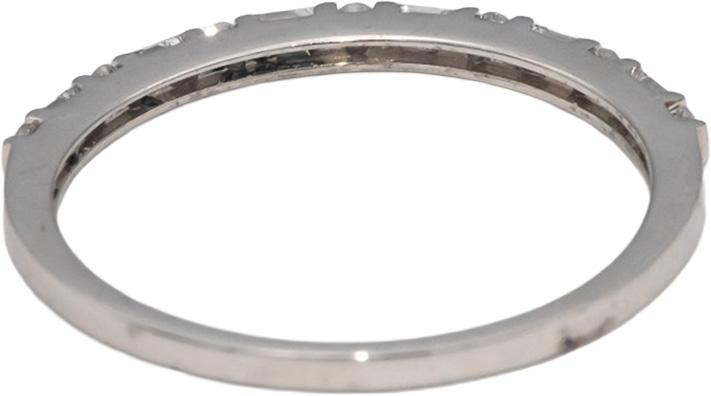 18k White Gold VS Emerald & Round Diamond Band Ring 0.15CT Size 7.25