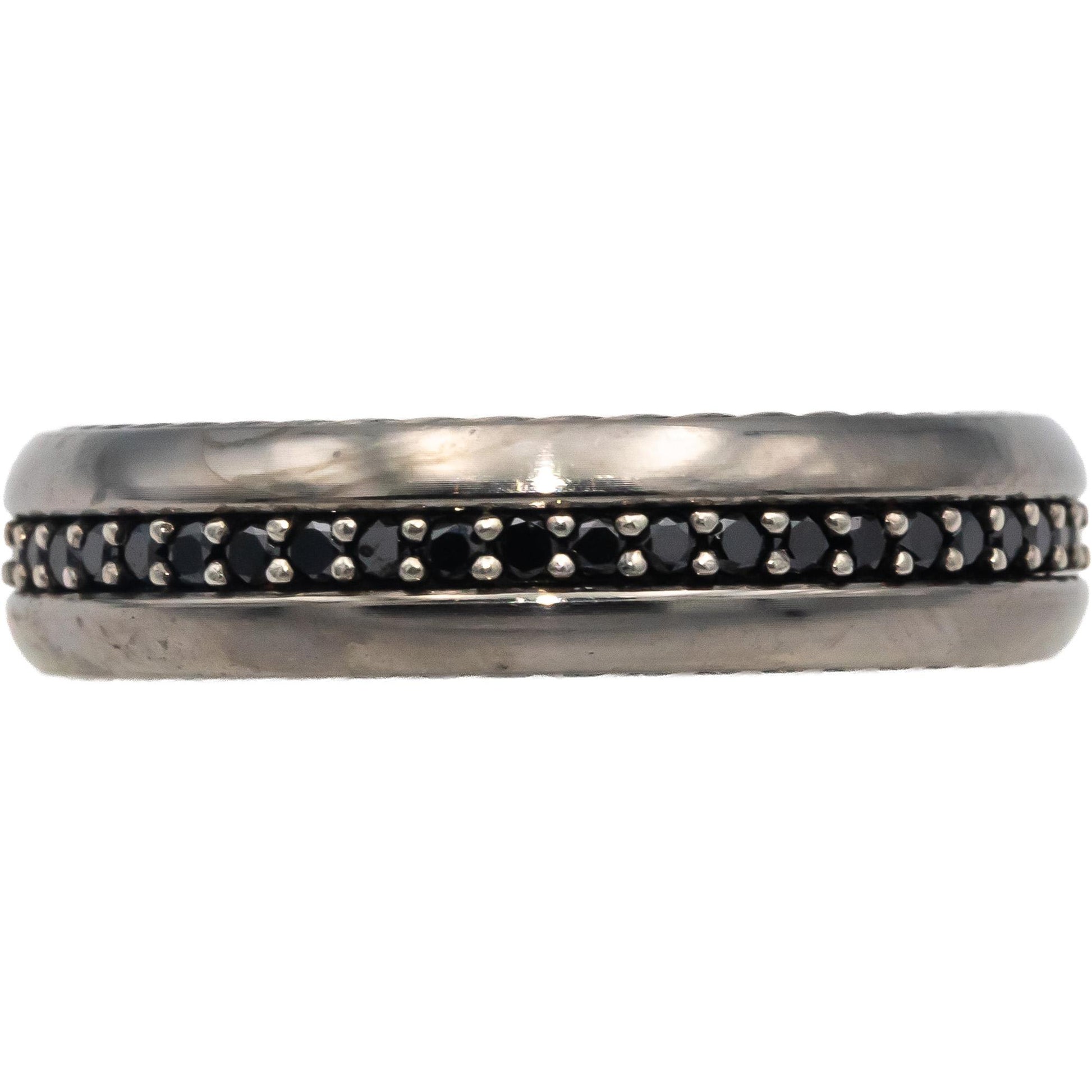 DAVID YURMAN Sterling Silver Round Black Diamond Streamline Band Ring 1.0CT