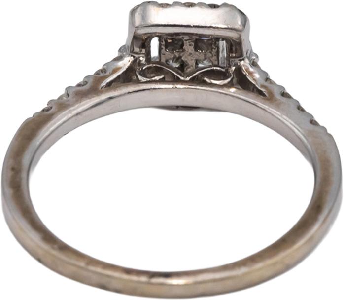 14k White Gold VS Princess & Round Diamond Ring 0.30CT Size 6.75