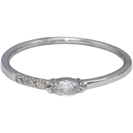 18k White Gold VS Marquise & Round Diamond Band Ring 0.20CT Size 7