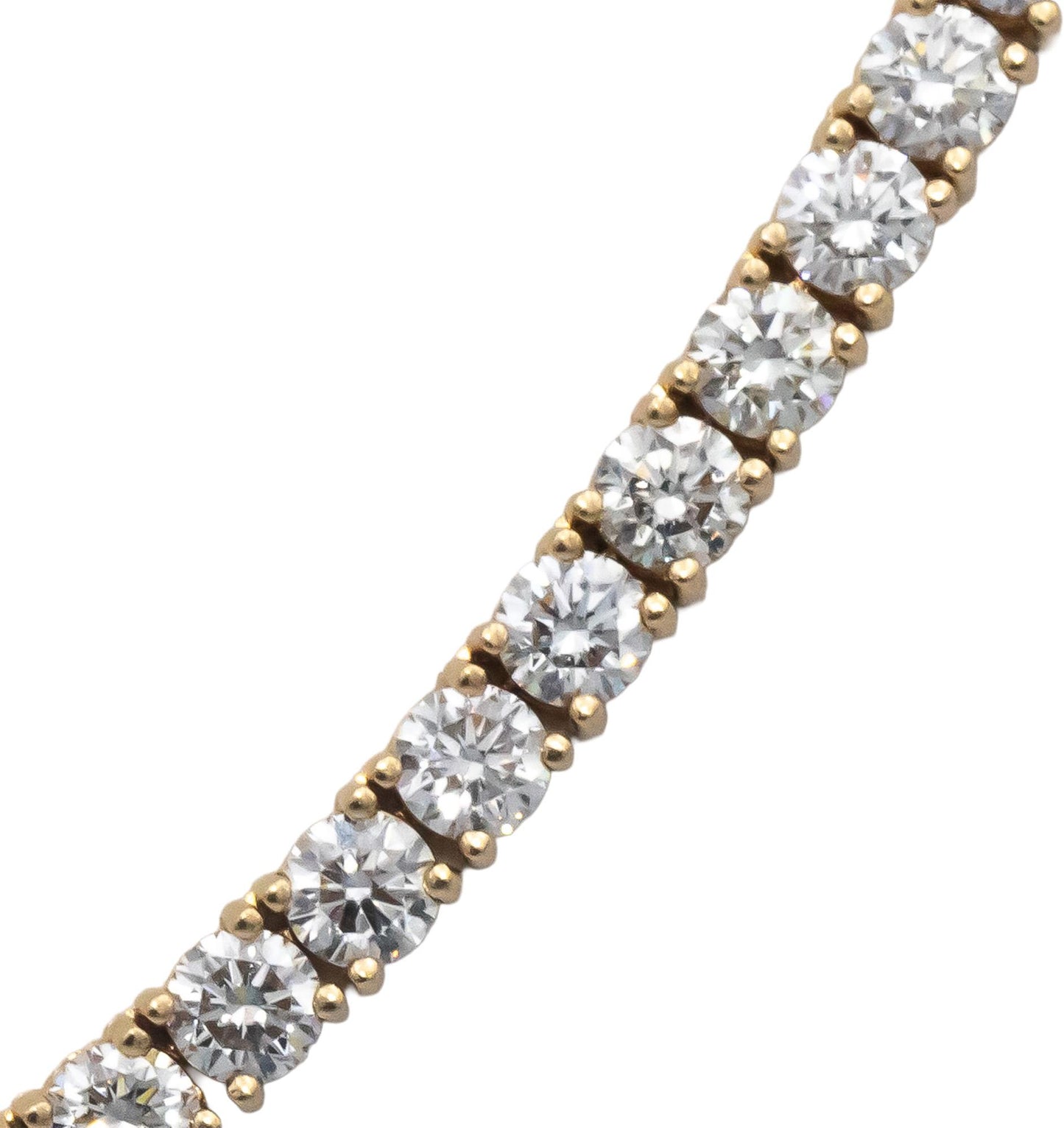 14k Yellow Gold VS Round Diamond Tennis Necklace 16.92CT