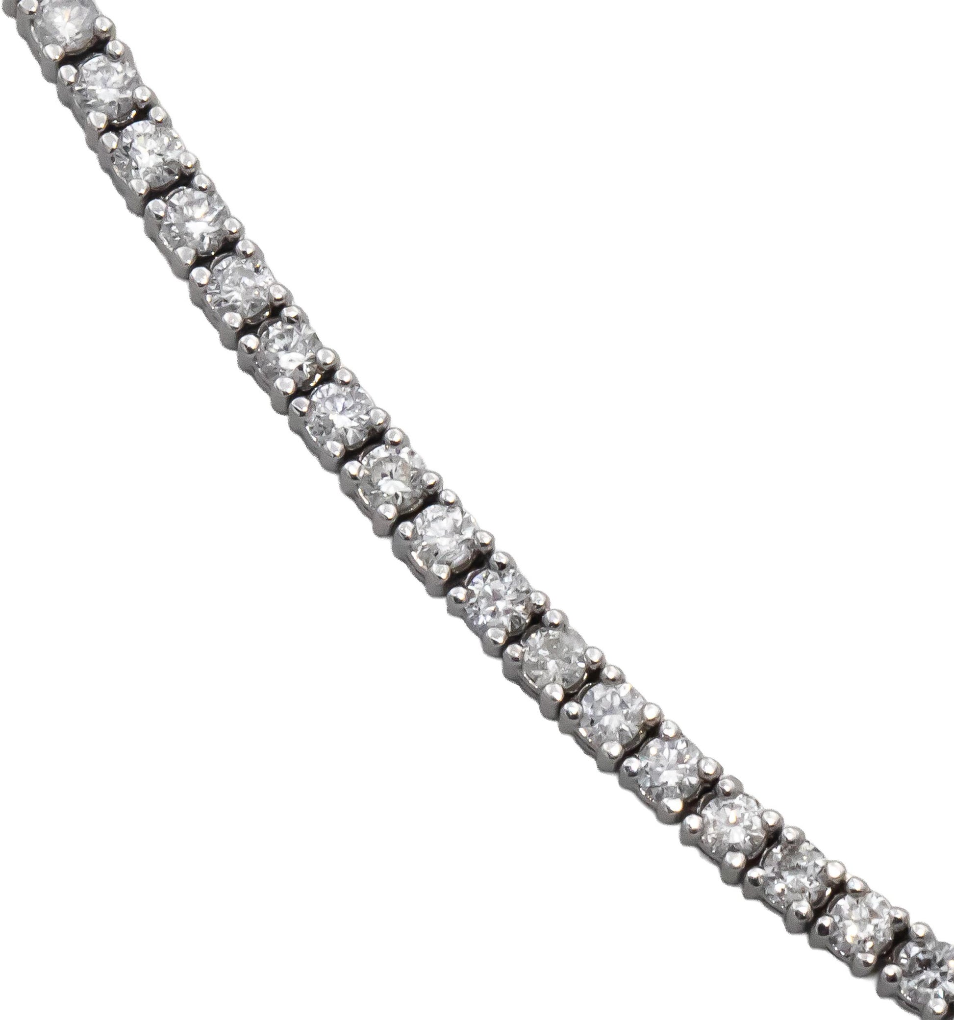 18k White Gold Round Diamond Tennis Necklace 4.73CT
