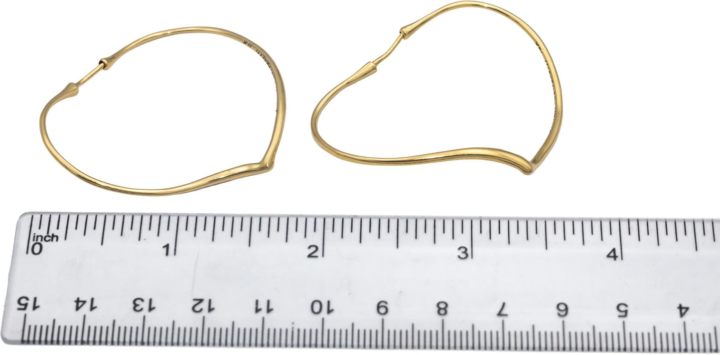 TIFFANY & CO. 18k Gold Elsa Peretti Open Heart Hoop Earrings $6500 Retail