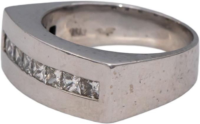 18k White Gold VS Princess Cut Channel Set Diamond Band Ring 0.50CT Size 5.25