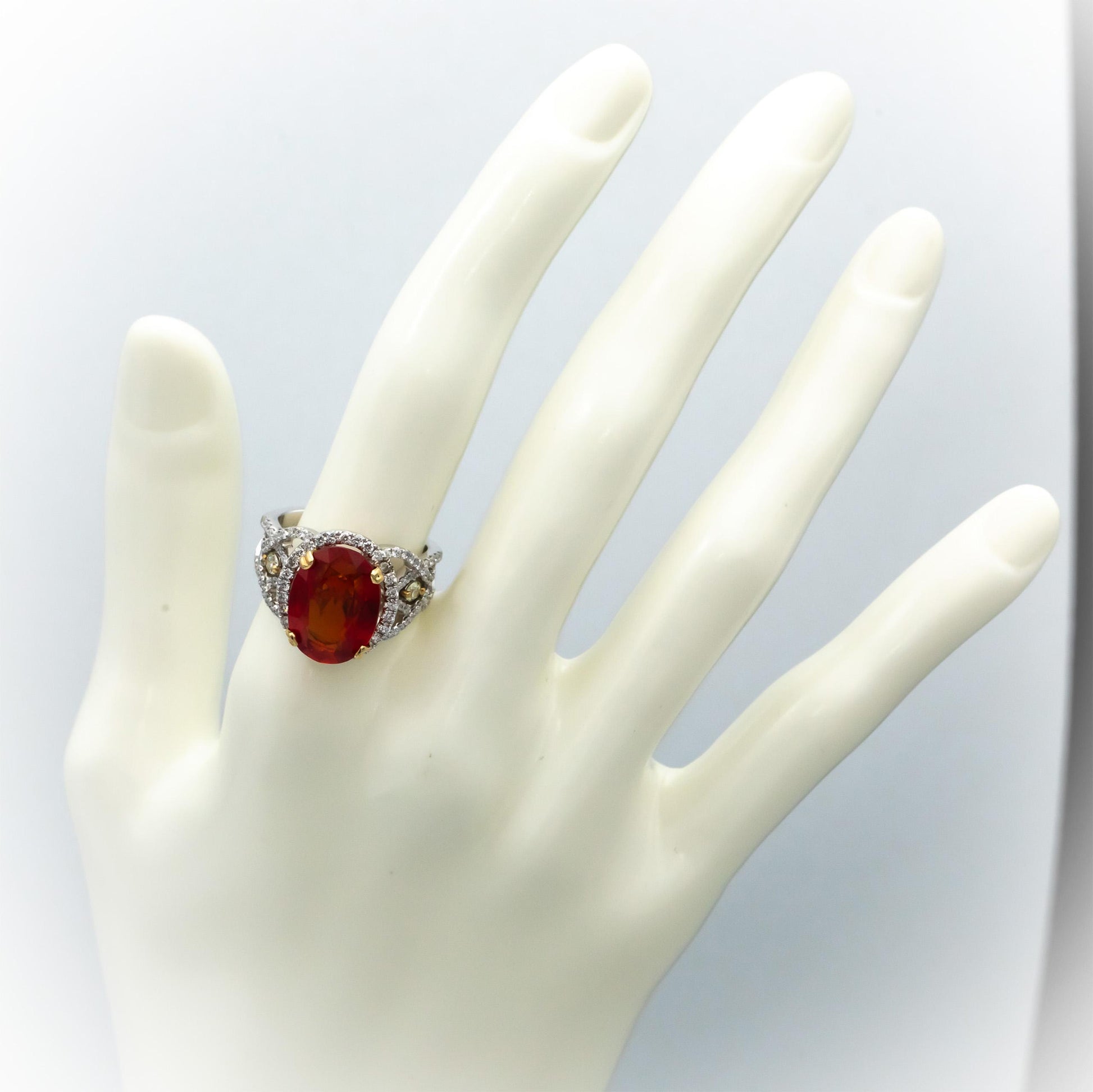 GIA 14k Gold Lab-Grown Sapphire and Round Diamond Ring 0.75CT Size 7.25