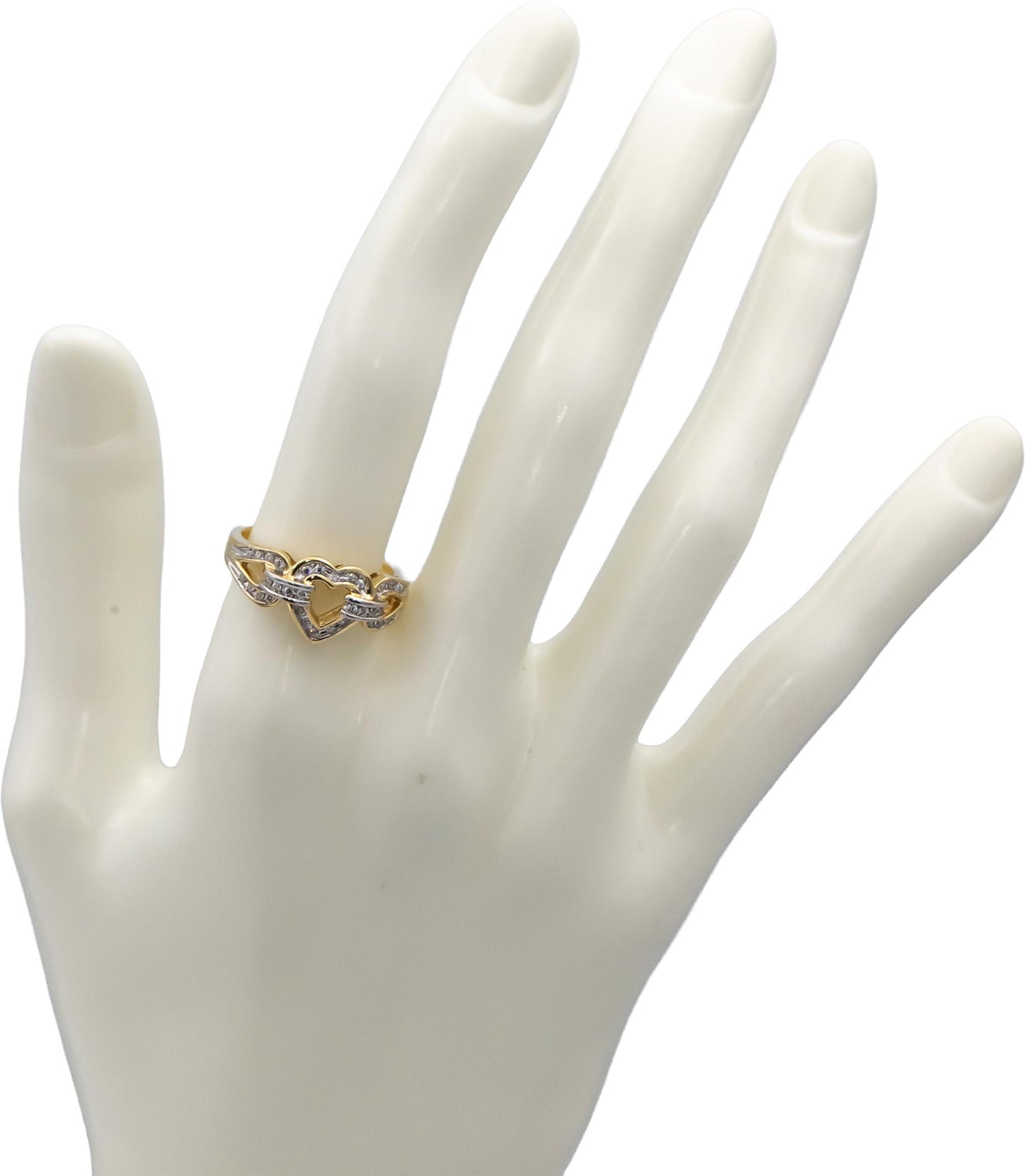 14k Yellow Gold Round Diamond Heart Ring 0.32CT Size 7