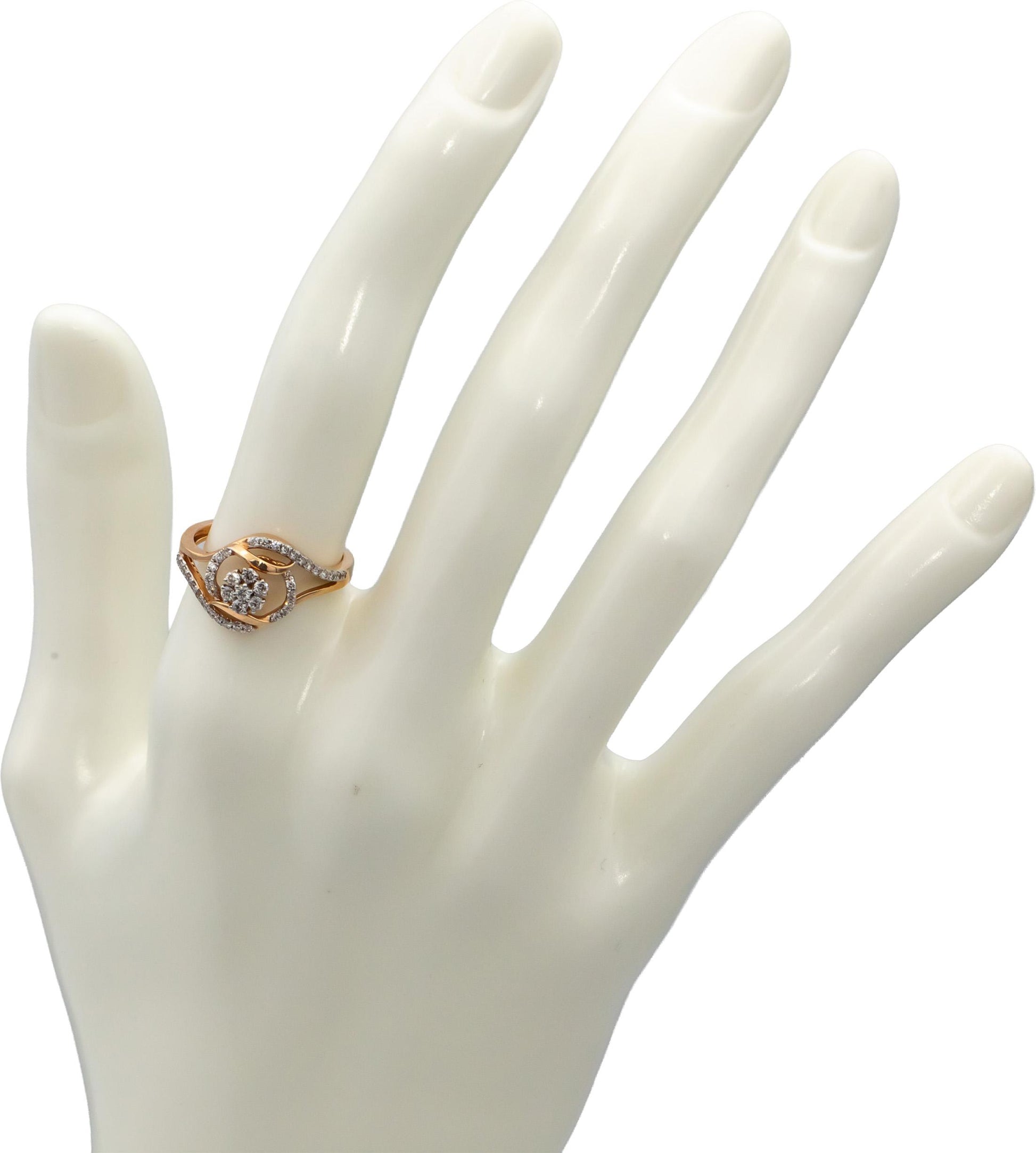 18k Yellow Gold Round Diamond Cluster Cocktail Ring 0.29CT Size 6.25