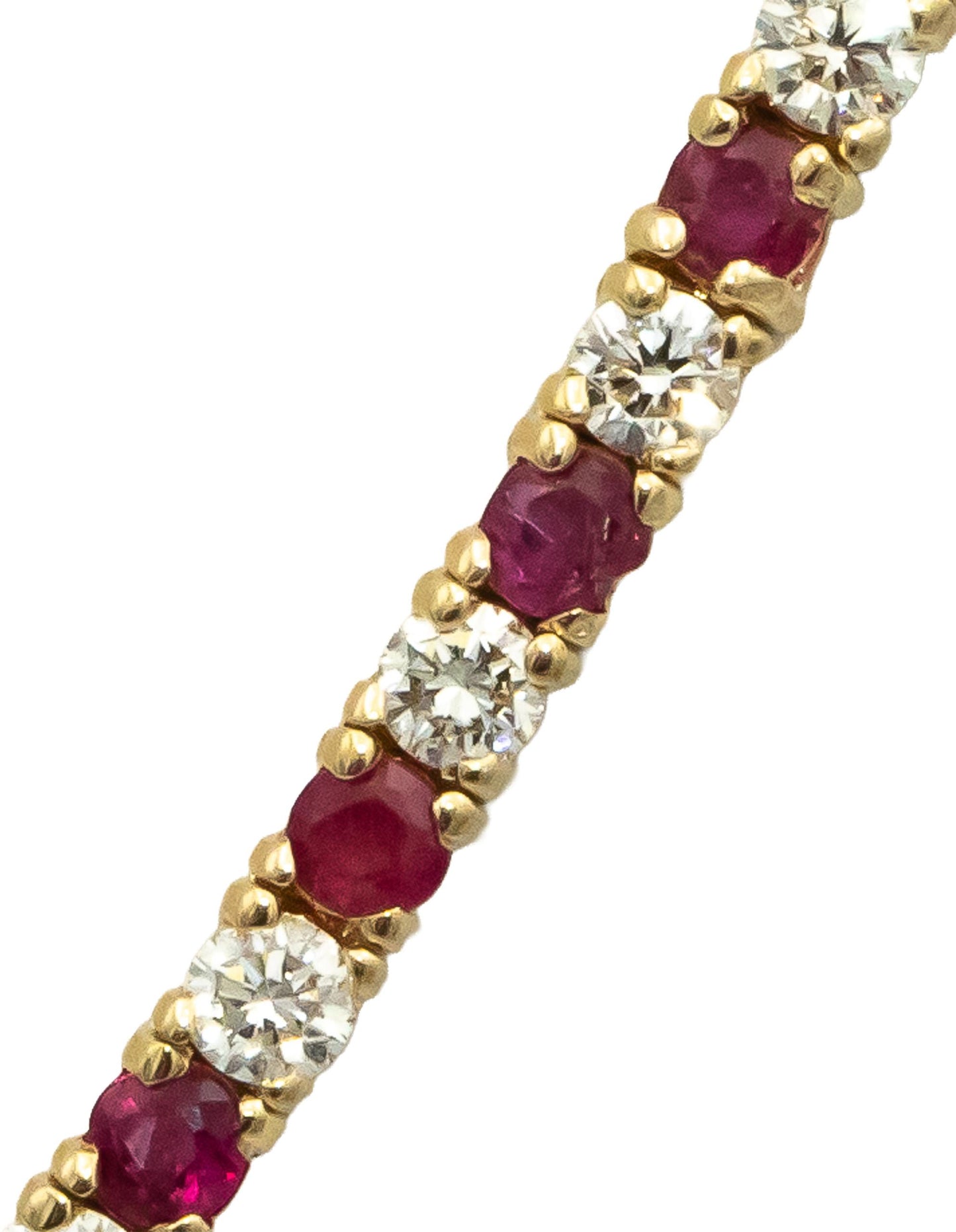 14k Yellow Gold VS Round Diamond and Ruby Tennis Necklace 10.21CTW