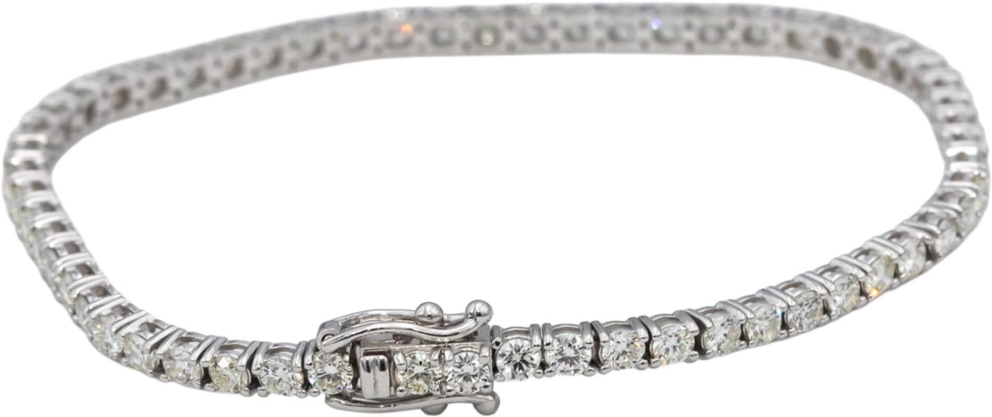14k White Gold VS Round Diamond Tennis Bracelet 4.51CT