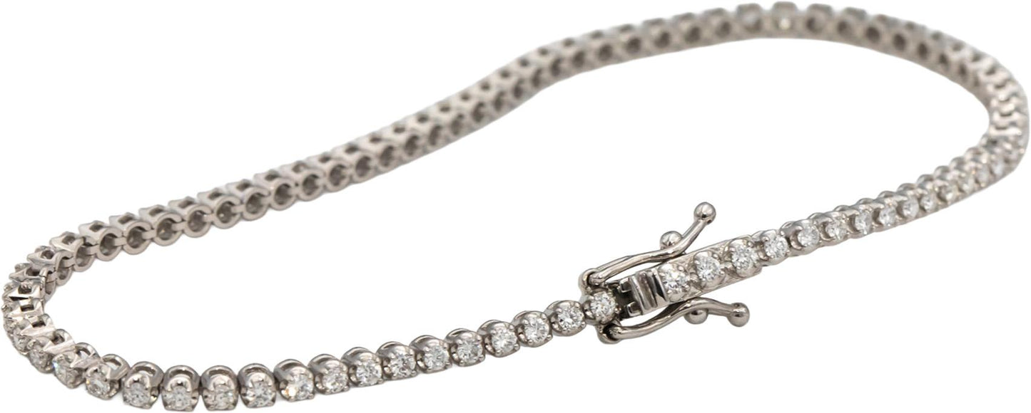 14k White Gold Round Diamond Tennis Bracelet 1.30CT