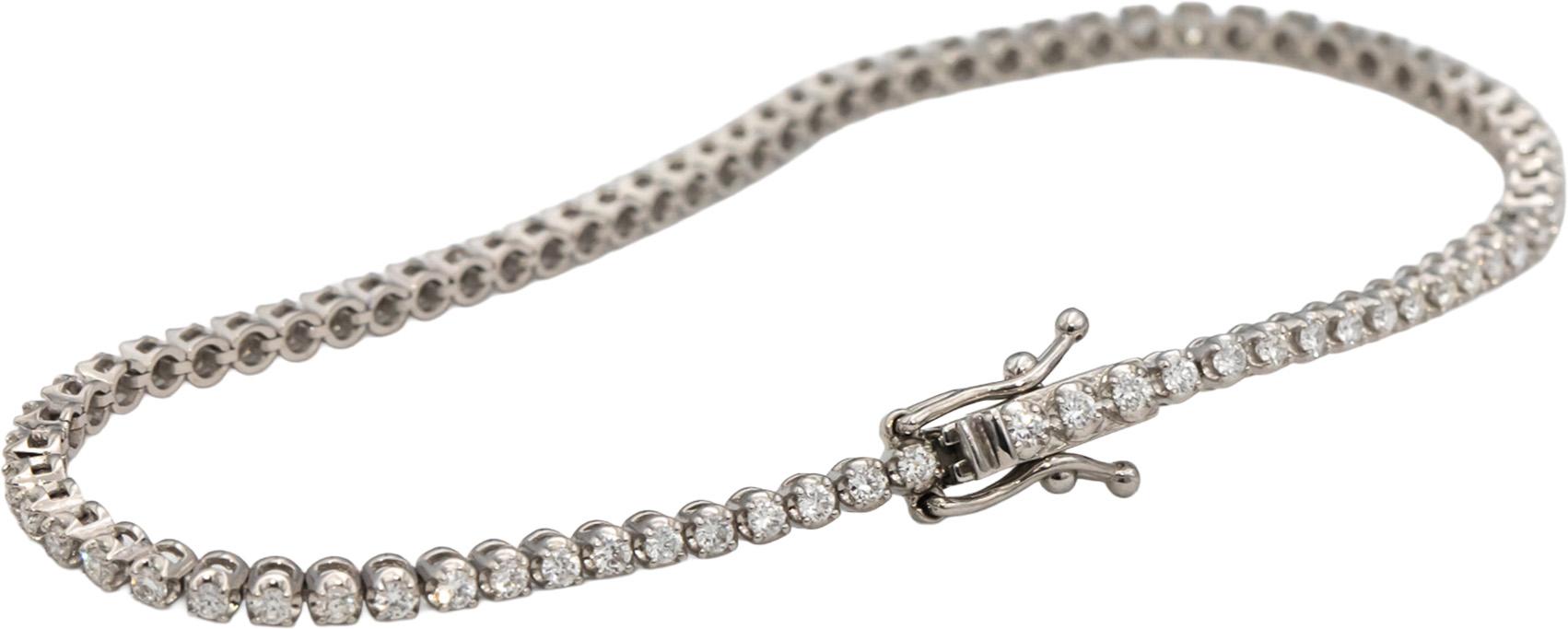 14k White Gold Round Diamond Tennis Bracelet 1.30CT