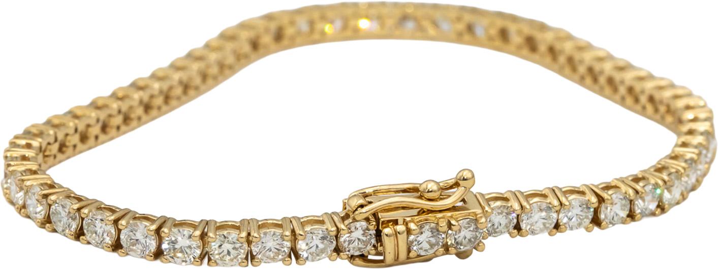 14k Yellow Gold VS Round Diamond Tennis Bracelet 6.0CT
