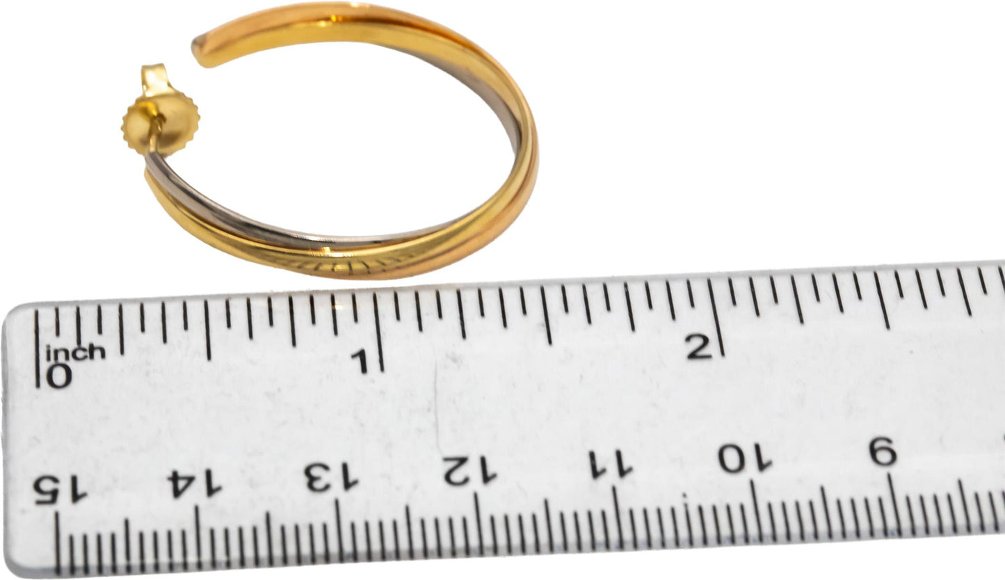 CARTIER 18k Tri-Color Gold Twisted Hoop Stud Earrings