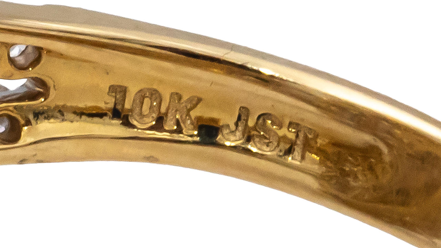 10k Yellow Gold Round and Baguette Diamond Cluster Cocktail Ring 2.0CT Size 7