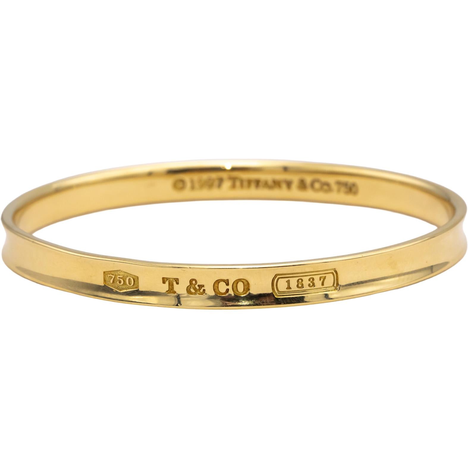 TIFFANY & CO. 18k Yellow Gold 1837 Narrow Bangle Bracelet