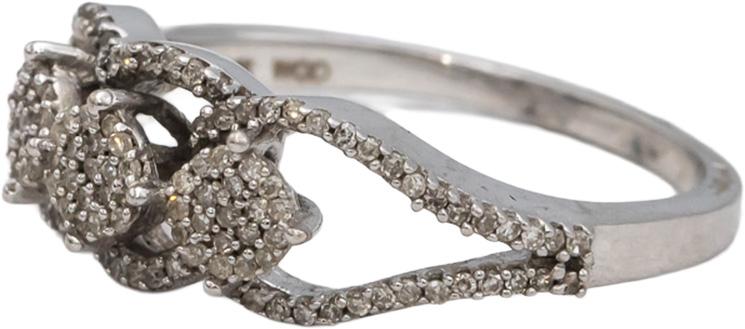 14k White Gold Round Diamond Cluster Cocktail Ring 0.30CT Size 7