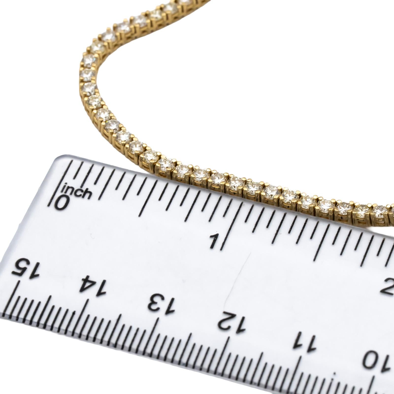 14k Yellow Gold VS Round Diamond Tennis Necklace 9.08CT