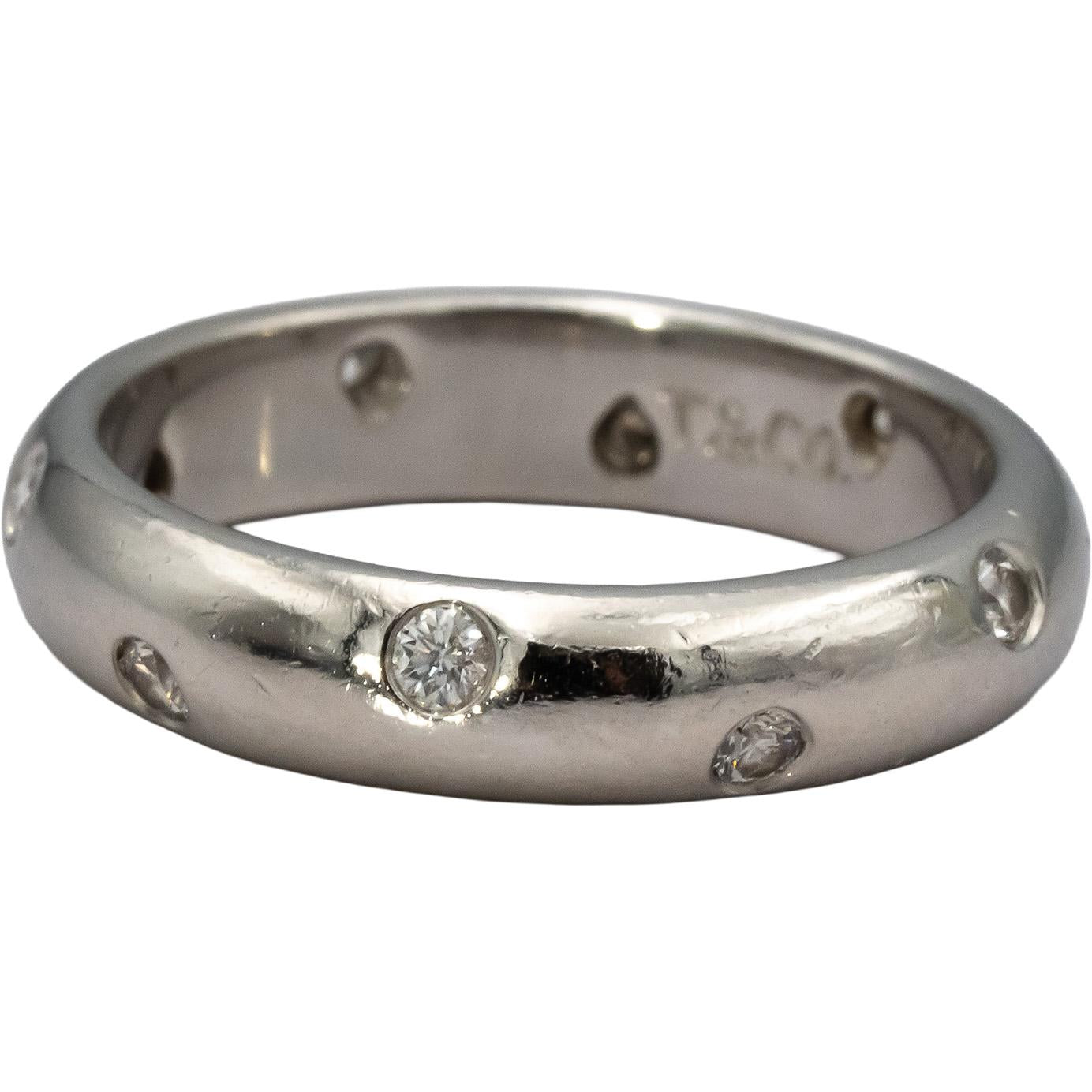TIFFANY & CO. Platinum Etoile VS Round Diamond Eternity Ring 0.30CT Size 5.75