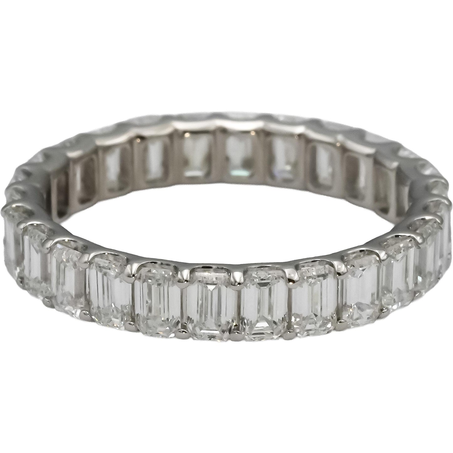 14k White Gold VS Emerald Cut Diamond Eternity Band Ring 3.14CT Size 7