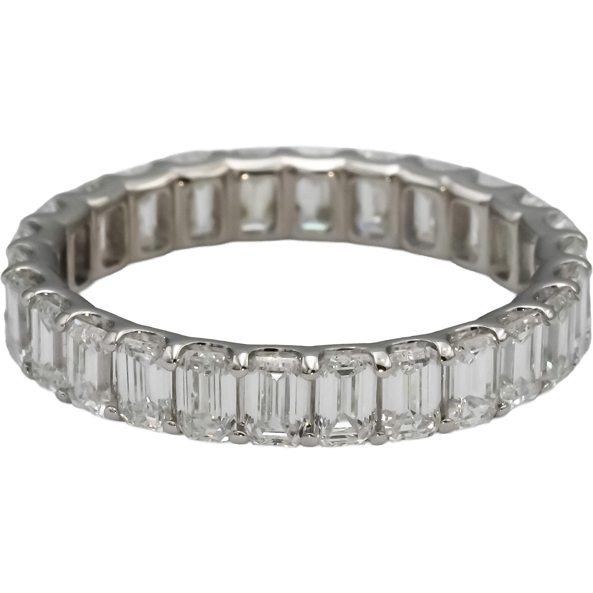 14k White Gold VS Emerald Cut Diamond Eternity Band Ring 3.14CT Size 7