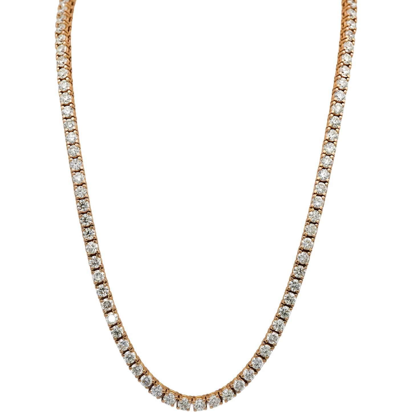 14k Rose Gold VS Round Diamond Tennis Necklace 51.13CT