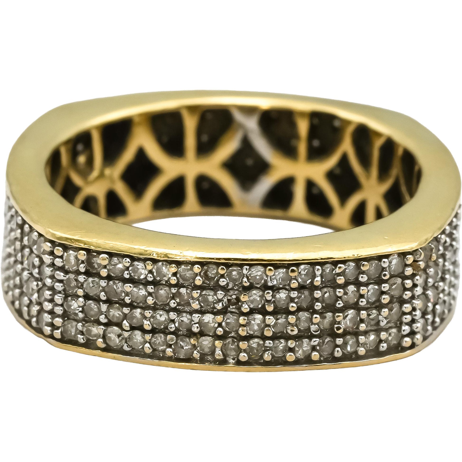 14k Yellow Gold Round Diamond Pave Men's Eternity Band Ring 1.0CT Size 8