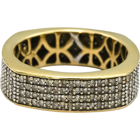 14k Yellow Gold Round Diamond Pave Men's Eternity Band Ring 1.0CT Size 8