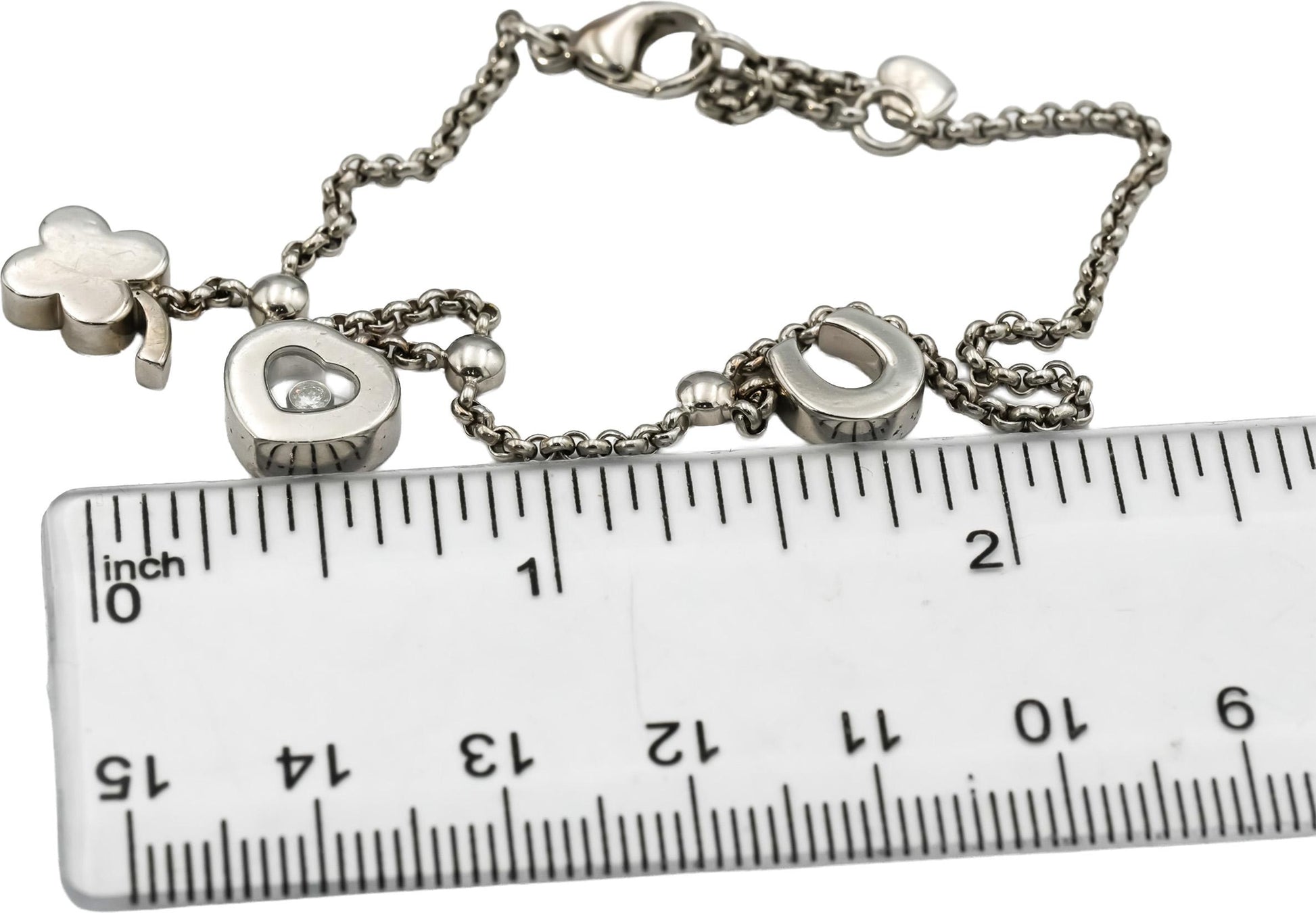 CHOPARD 18k White Gold Happy Diamond Lucky Charm Bracelet