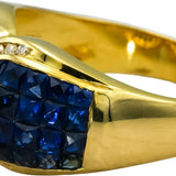 18k Yellow Gold VS Diamond & Blue Sapphire Cluster Cocktail Ring 4.60CTW Size 7