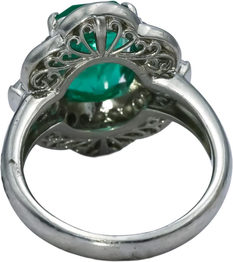 Platinum VS Diamond and Emerald Cocktail Ring 4.0CTW Size 7