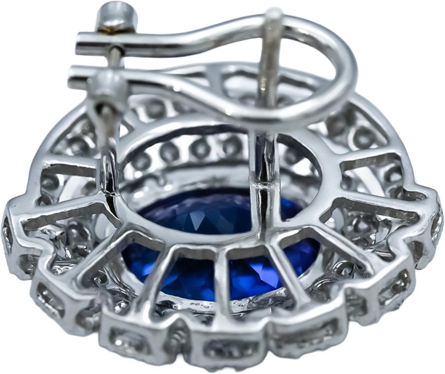 18k White Gold Oval Tanzanite & Round Diamond Halo Stud Earrings 10.50CTW