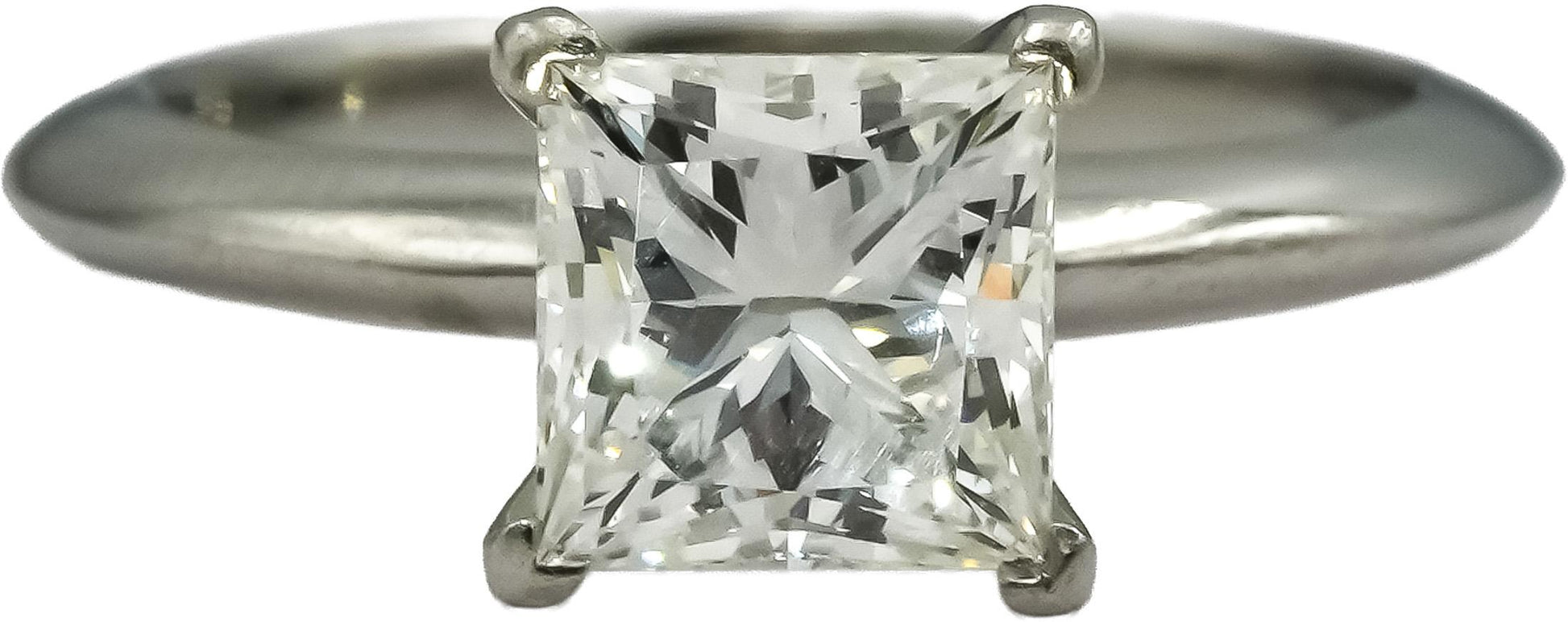 TIFFANY & CO. Platinum VVS2/I Princess Cut Diamond Solitaire Ring 1.47CT Size 5