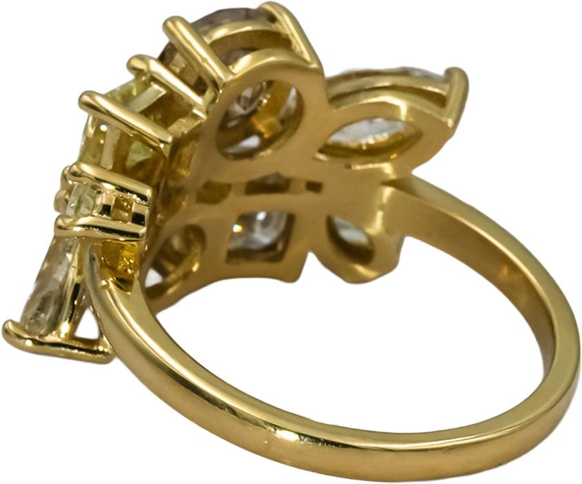 14k Yellow Gold Marquise Princess Round Diamond Cluster Ring 3.71CT Size 6.5