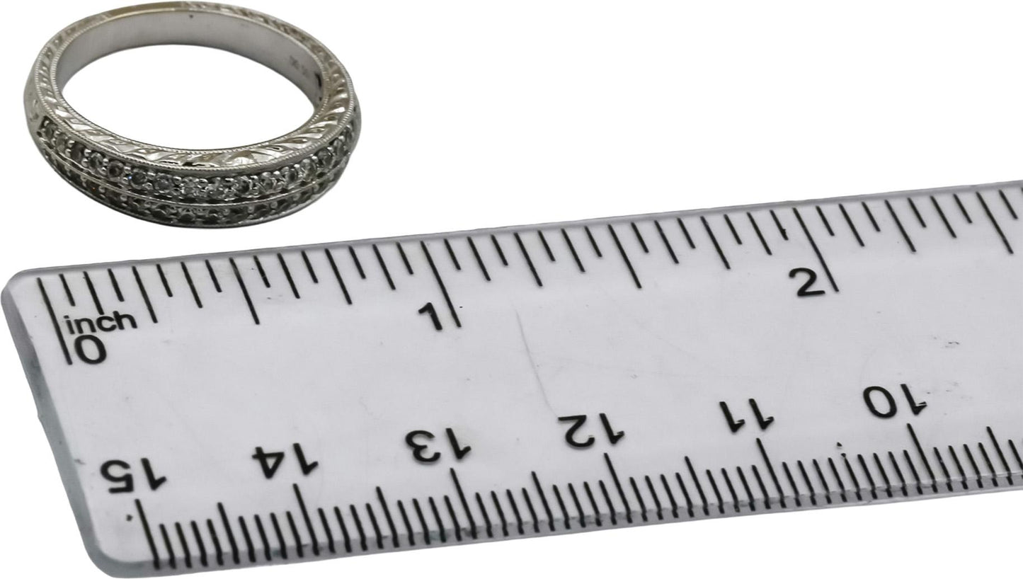 14k White Gold VS Round Diamond Filigree Band Ring 0.50CT Size 7