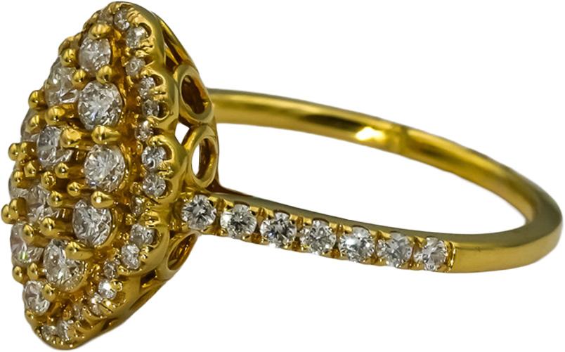 14k Yellow Gold Round Diamond Cluster Cocktail Ring 0.75CT Size 6.75