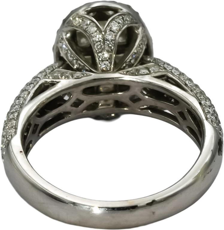 14k White Gold VS Princess and Round Diamond Cluster Ring 1.78CT Size 7