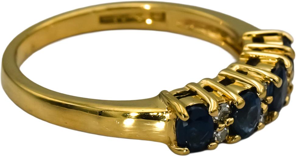 10k Yellow Gold VS Diamond and Sapphire Band Ring 0.75CT Size 7.5