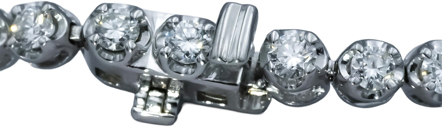 14k White Gold VS Round Lab-Grown Diamond Tennis Bracelet 3.0CT