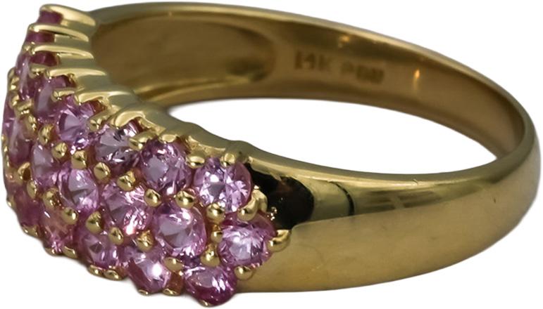 14k Yellow Gold Pink Topaz Pave Band Ring 1.50CT Size 8