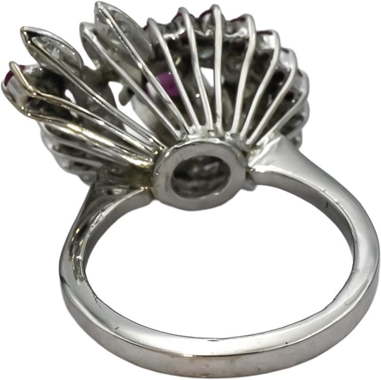 14k White Gold Diamond and Ruby Cocktail Ring 0.90CT Size 5.75