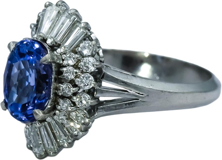 Platinum VS Diamond and Tanzanite Cocktail Ring 3.01CT Size 6.5