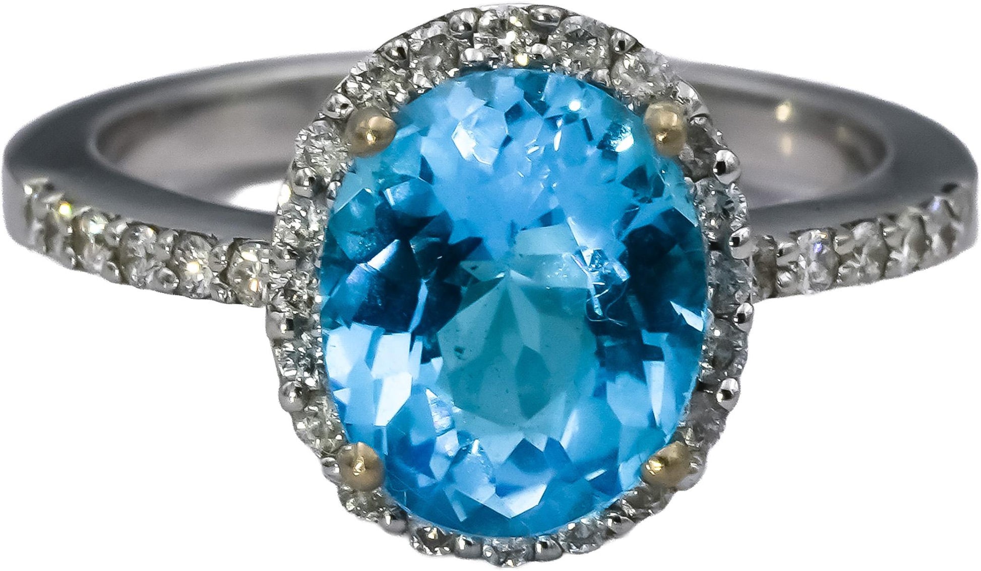 18k White Gold Diamond and Topaz Cocktail Ring 3.38CT Size 6.75