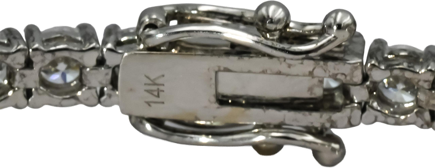 14k White Gold VS Round Lab-Grown Diamond Tennis Bracelet 7.15CT