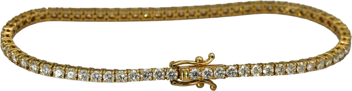 14k Yellow Gold VS Round Diamond Tennis Bracelet 4.92CT